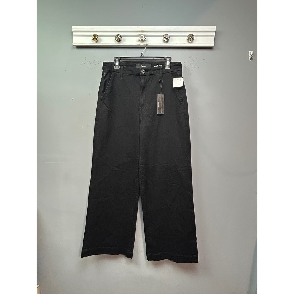 La Joie Pants Women 8 Black Wide Leg Jeans High Rise Stretch Trousers Denim